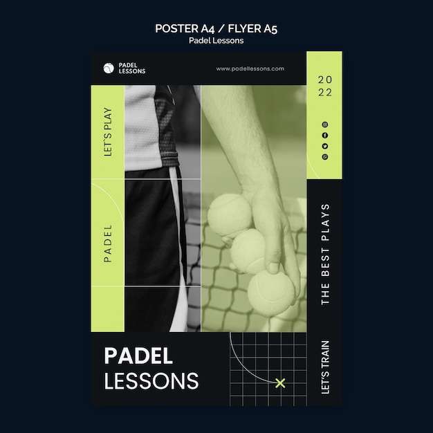 Free PSD flat design padel lessons template