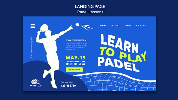 Flat design padel lessons template