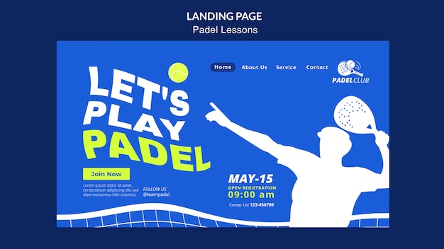 Flat design padel lessons template