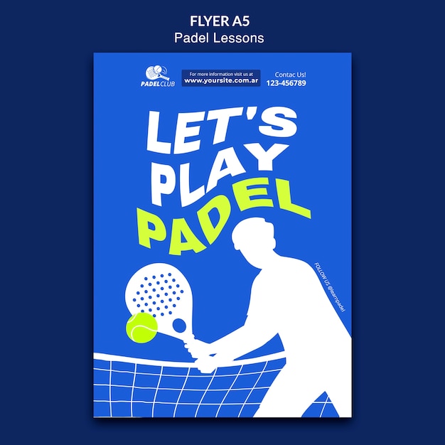 Free PSD flat design padel lessons template