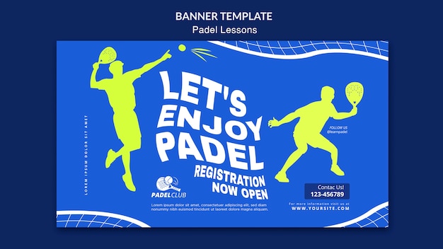 Free PSD flat design padel lessons template