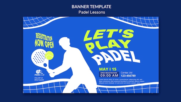 Free PSD flat design padel lessons template