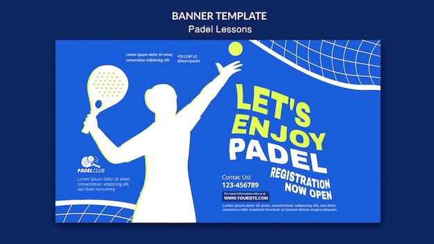 Free PSD flat design padel lessons template