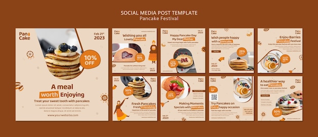 Free PSD flat design pancake festival template