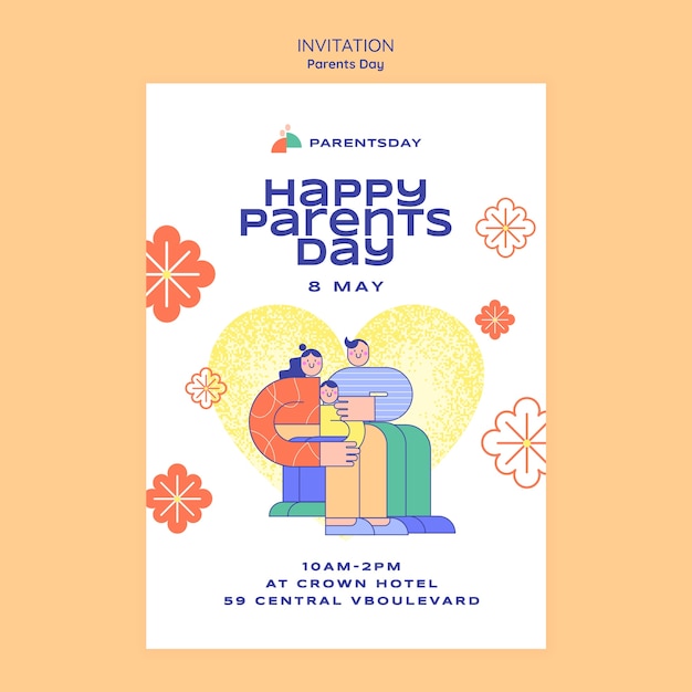 Flat design parents day template