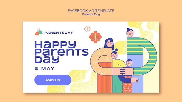 Free PSD flat design parents day template