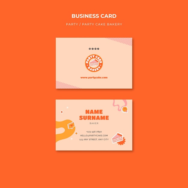 Flat design party business card template