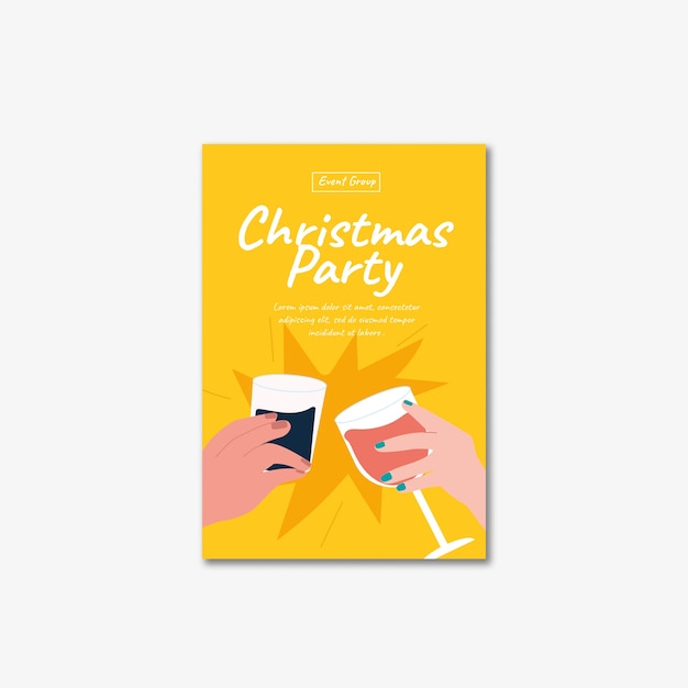 Free PSD flat design party entertainment invitation template