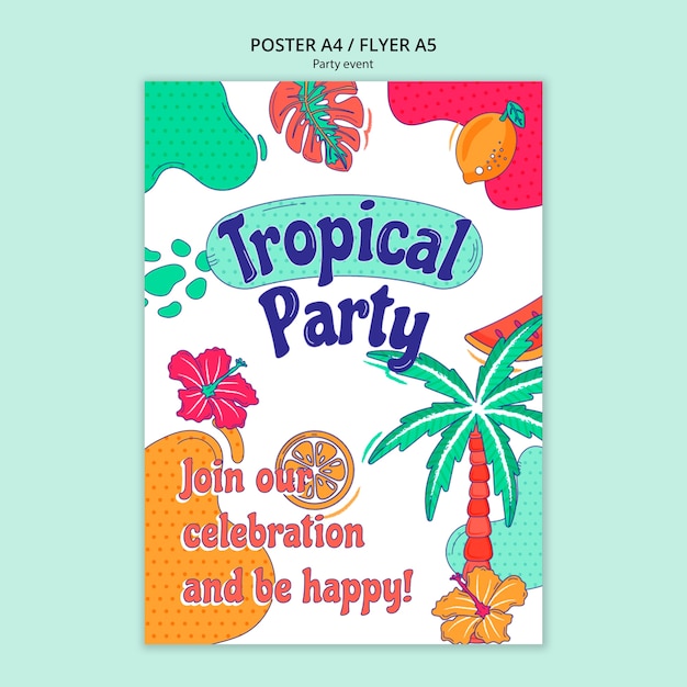 Free PSD flat design party event template