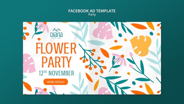 Free PSD flat design party facebook template