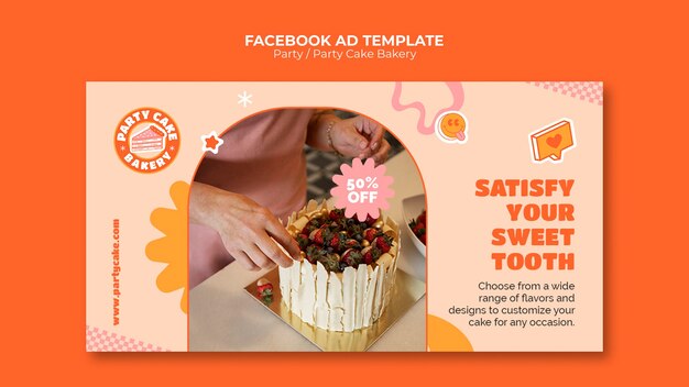 Flat design party facebook template