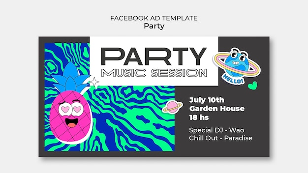 Free PSD flat design party template  design