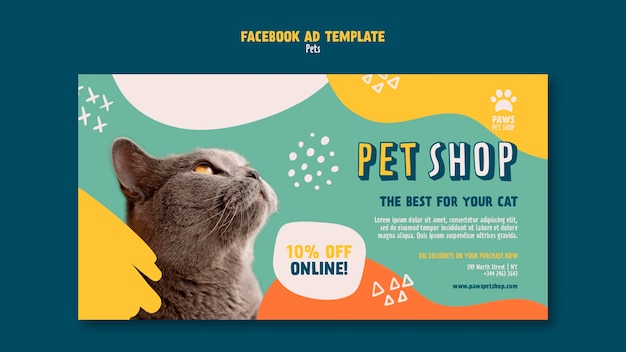 Free PSD flat design pet care template