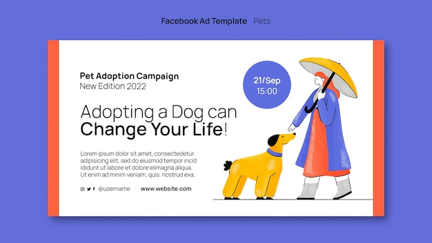 Free PSD flat design pet facebook ad template