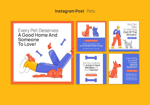 Flat design pet instagram post template