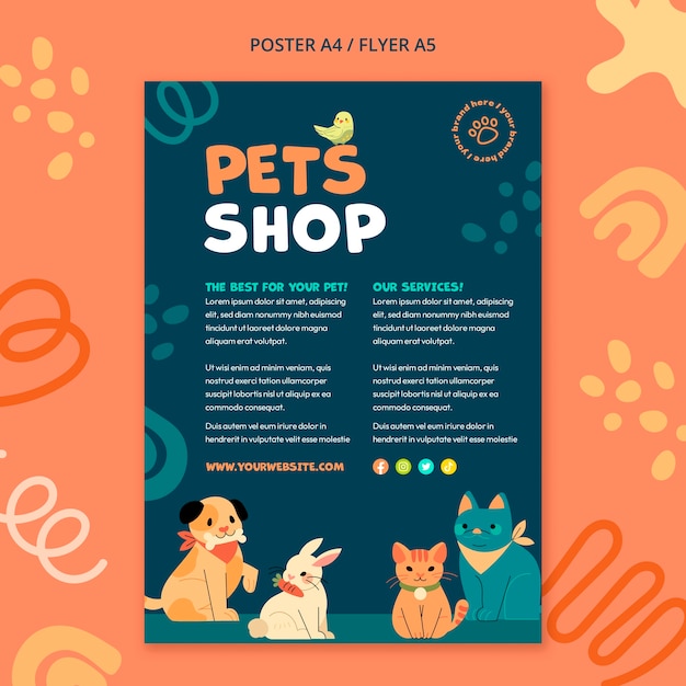 Flat design pet poster template