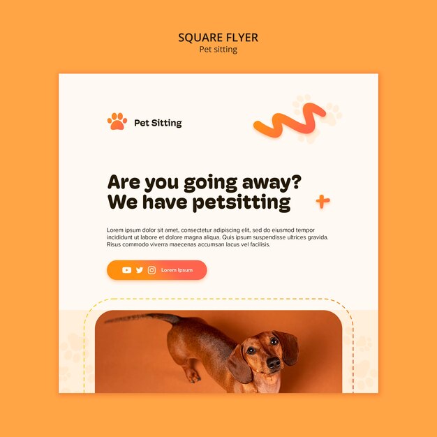 Flat design pet sitting template