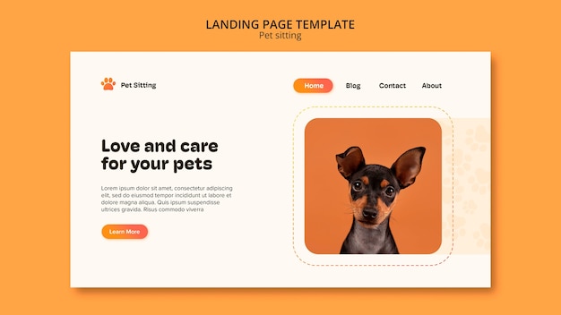 Free PSD flat design pet sitting template