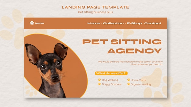 Free PSD flat design pet sitting template