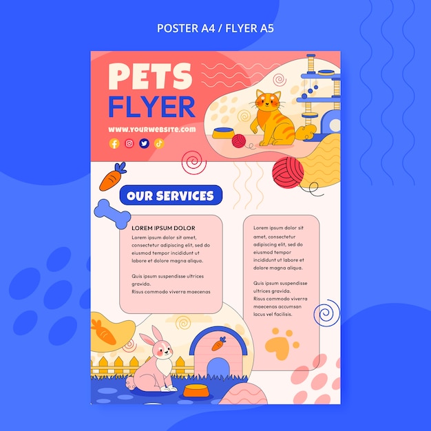 Free PSD flat design pet template