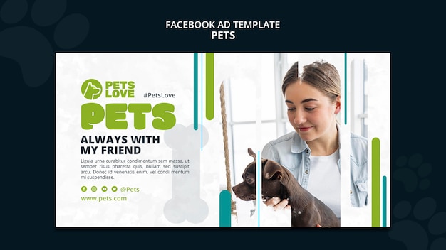 Free PSD flat design pets care facebook template