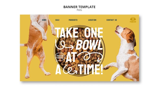 Free PSD flat design pets care landing page template