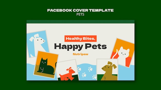 Free PSD flat design pets food facebook cover