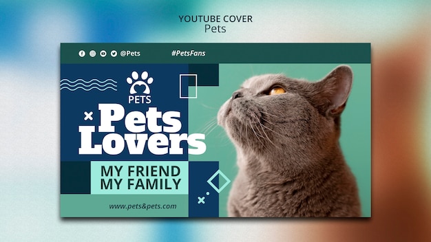 Free PSD flat design pets template