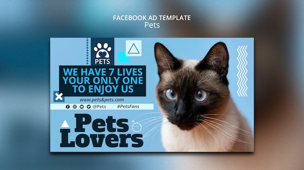 Free PSD flat design pets template