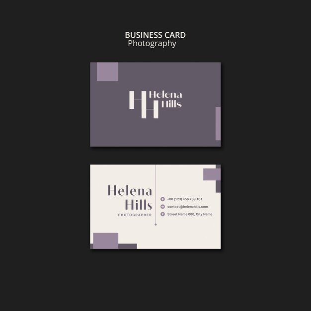 Flat design photography business card template