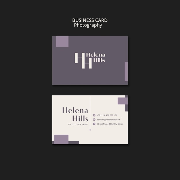 Flat design photography business card template