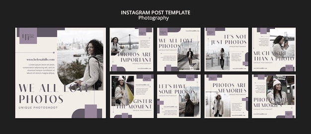 Flat design photography instagram post template