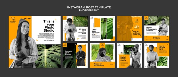 Flat design photography instagram post template