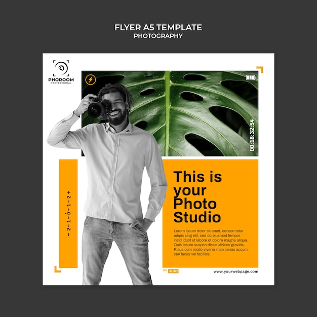 Free PSD flat design photography square flyer template