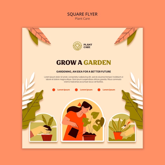 Free PSD flat design plant care template design