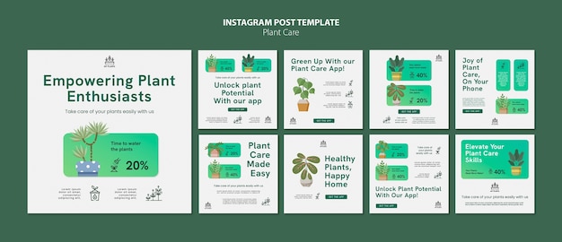 Free PSD flat design plant care template