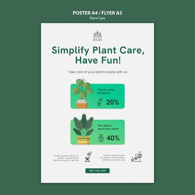 Free PSD flat design plant care template