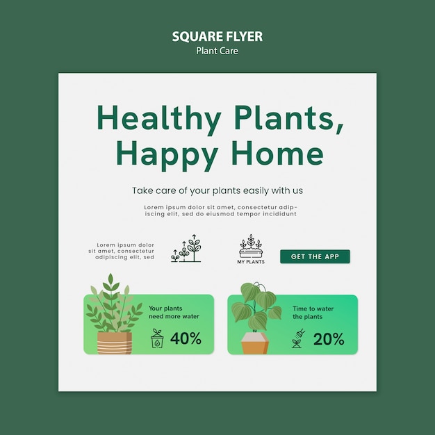 Free PSD flat design plant care template