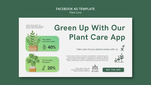 Free PSD flat design plant care template