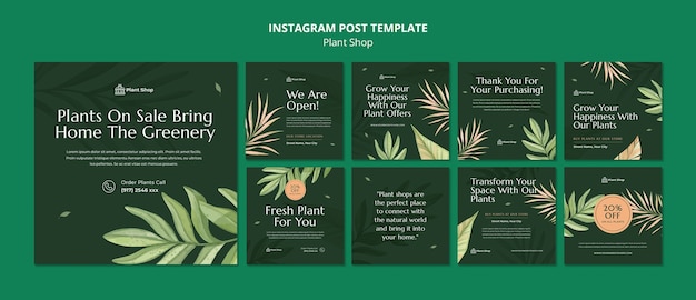 Free PSD flat design plant shop template