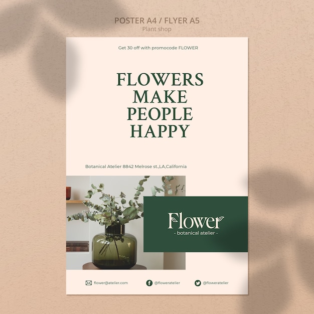 Free PSD flat design plant shop template