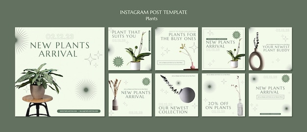 Free PSD flat design plants template