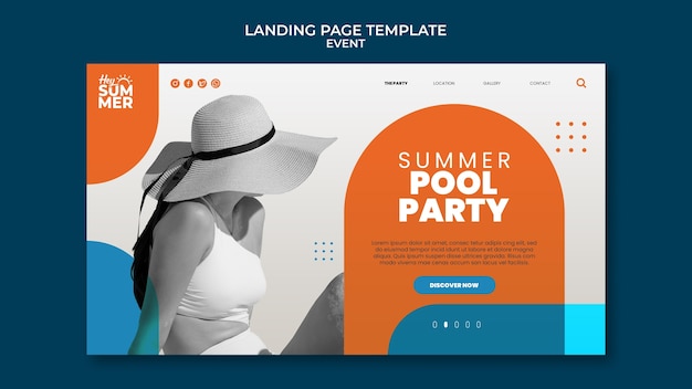 Free PSD flat design pool party template