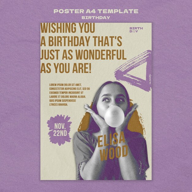 Flat design poster birthday template