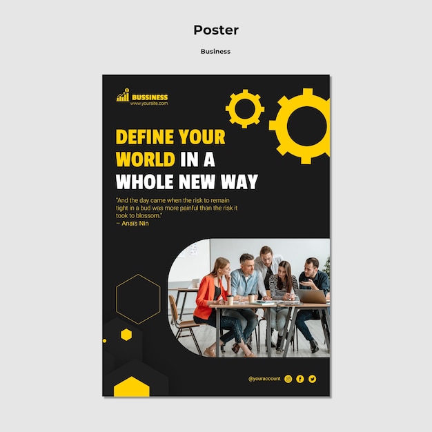 Free PSD flat design poster business template