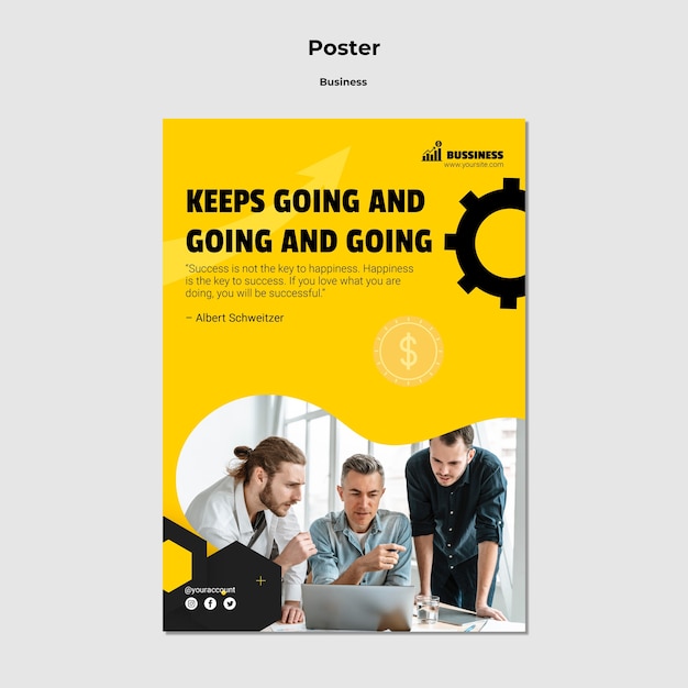 Flat design poster business template