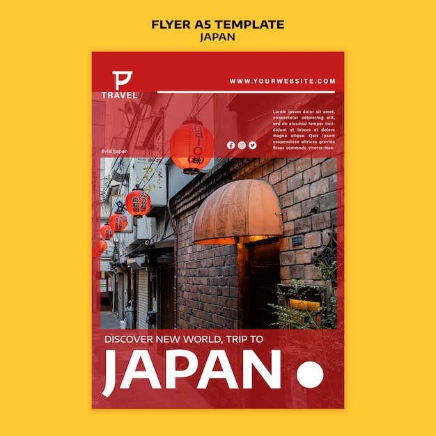 Free PSD flat design poster and flyer japan template