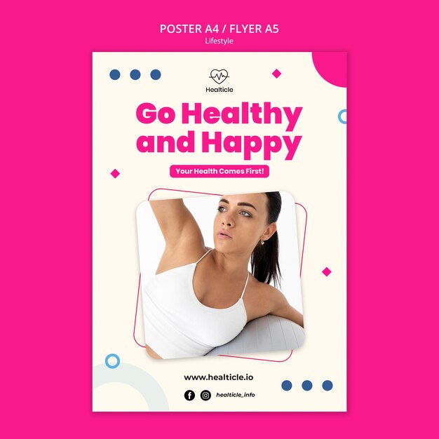 Flat design of poster or flyer lifestyle template