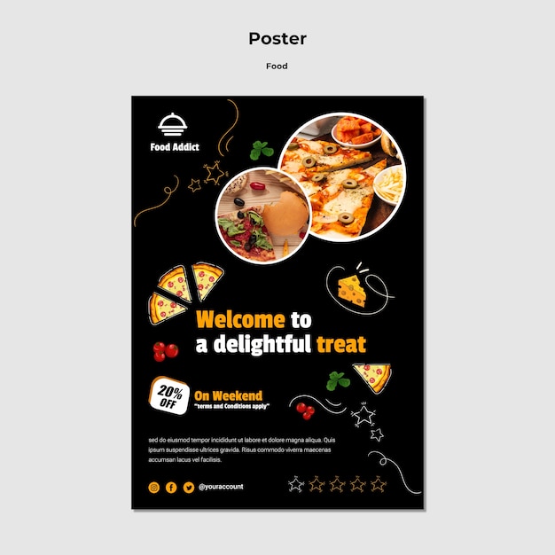 Flat design poster food template