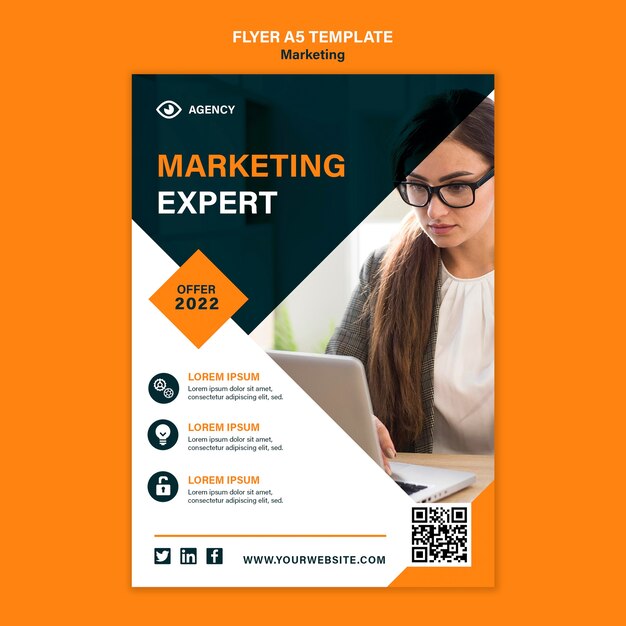 Flat design poster marketing template